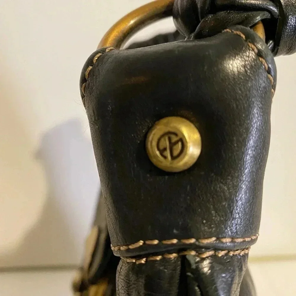Francesco Biasia black leather hobo handbag